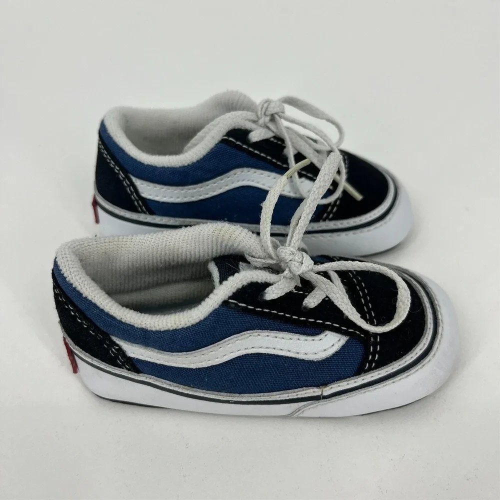 Vans Toddler Old Skool Shoes Baby Toddler Size 4C Blue Black Lace Up